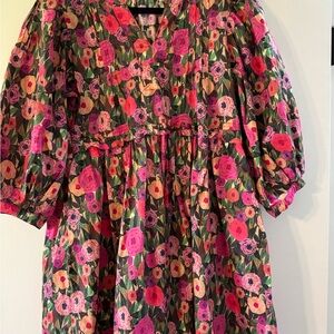 Entro Pink and Green Floral Dress